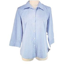 Covington Woman's NEW Light Blue 3/4 Sleeve Button Down Shirt Size Medium
